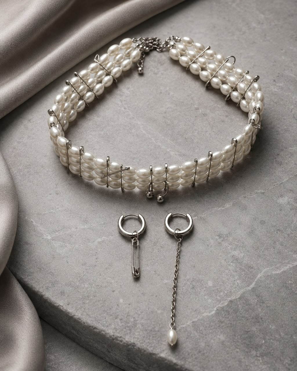 Silver Pearl Ties